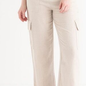 Ricki's Natural Beige Linen-Blend Drawstring Trousers